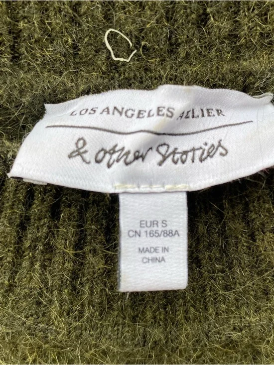 & Other Stories Cozy Olive Green Women's Fuzzy Crewneck Sweater Size Small - Picture 3 of 4